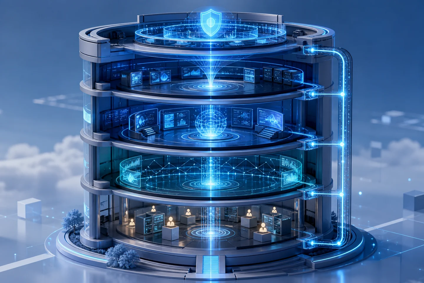 Five-layer enterprise AI control stack with ownership, access, evaluation, observation and recovery