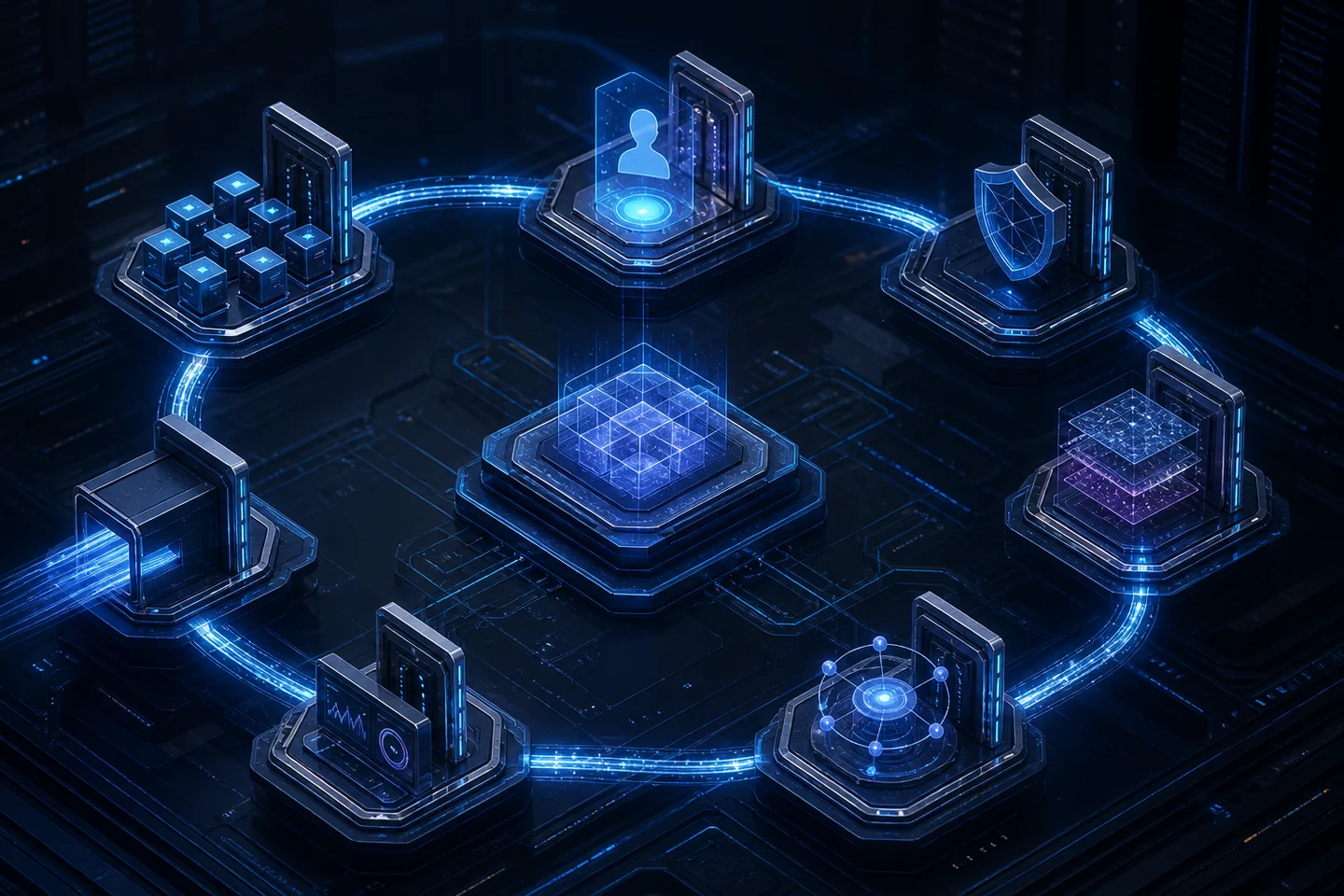 Distributed ledger network passing through seven governance and security checkpoints