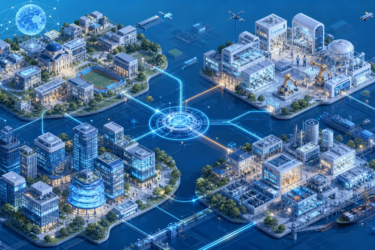 Global innovation district linking laboratories, universities, capital and industrial customers